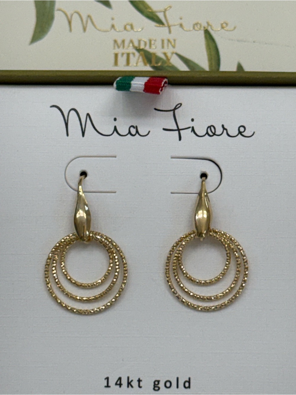 Mia Fiore 14kt Gold Plated Triple Hoop Drop Earrings - Gold NIB